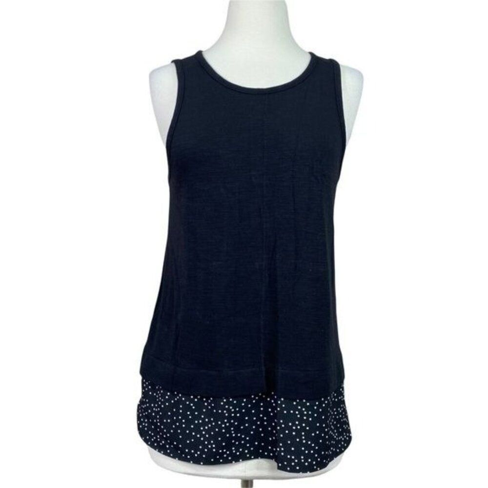J. Crew Layered Tank Black With Polka Dot Size Small